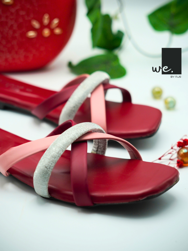 Vibrant Multi-Strap Flat - Red